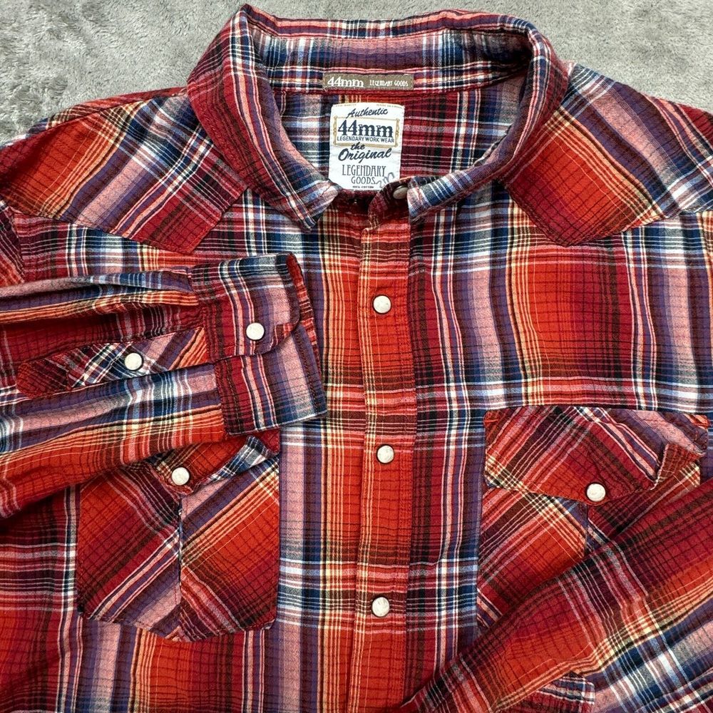 44 MM Plaid Shirt Men's Size X-Large Pearl Snap Long Sleeve - Picture 2 of 13